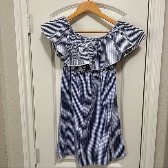 Velvet Torch Women’s Blue and White Shoulder Dress Size Small - Picture 1 of 3